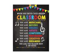 SSOPTMCB Classroom Rules Poster Music Teacher Wall-Art When You Enter This Classroom You Are Musicians Music Classroom Decor Supplies(Framed,08x12inch(20x30cm))