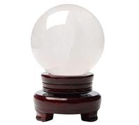 SSOPTMCB Clear Quartz Crystal Ball with Stand Sphere Gemstone Sculpture Figurine for Decorative, Divination or Feng Shui, and Fortune Telling,80mm Gemstone Stone