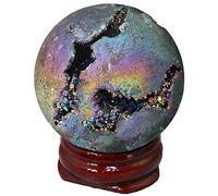 SSOPTMCB Colored Crystal Ball, Agate, Colorful electroplated Raw Stone, Polished Crafts, Home Decoration Ornaments,D,40mm Gemstone Stone