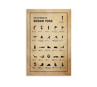 SSOPTMCB Complete Bikram Yoga Sequence Print - 26 Poses and 2 Breathing Exercises Educational Canvas for Yoga Room and Gym(Unframed,16x24inch(40x60cm))