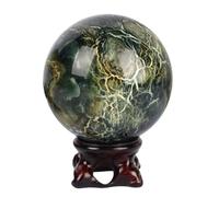 SSOPTMCB Crystal Amber Mica Sphere with Stand,Raw Stone Polished Ball Decoration for Home & Office Desktop,Christmas, 60mm Gemstone Stone