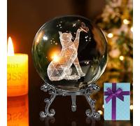 SSOPTMCB Crystal Ball 3D Laser Moon and Fairy Figurines Glass Paperweights with Stand Gift Box Ornaments Gifts for Women for The Home Office Decor,A-8cm Gemstone Stone