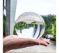 SSOPTMCB Crystal Ball, Clear Magic Sphere Lense with Wooden Stand for Divination Photography Decor,10cm Gemstone Stone