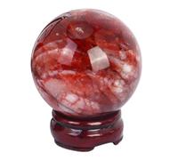 SSOPTMCB Crystal Ball Ornament, Red Gum Flower Gemstone Spheres, Stone Sphere Feng Shui Office Home Decor Gifts for Women Men,75~80mm Gemstone Stone