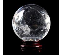SSOPTMCB Crystal Ball with Stand Gemstone Quartz Sculpture Figurine for Home Decor, Divination, Magic,Precious Gifts for Family and Friends,6cm/2.4in Gemstone Stone