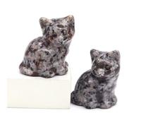 SSOPTMCB Crystal Cat Statue Stone Crafts Quartz Animal Home/Office Decoration (Color : Flame, Size 5pcs) Gemstone Stone