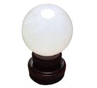 SSOPTMCB Crystal Divnation Sphere with Stand, Feng Shui White Ball Ornaments, Display Decorations for,Lucky,10cm Gemstone Stone