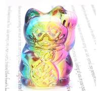 SSOPTMCB Crystal Glass Lucky Cat Statue Mascot Animal Ornament Home Living Room Desk (Color : Blue Yellow Purple, Size 20pcs) Gemstone Stone