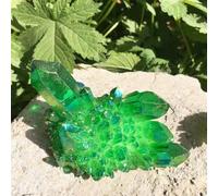 SSOPTMCB Crystal Green Angel Aura Quartz Cluster specimens Titanium Coating Ornaments (Size : 110-120g) Gemstone Stone