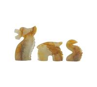 SSOPTMCB Crystal Yellow Quartz Three Part Dragon Skull Sculpture Art Collection Home Decor Gemstone Stone