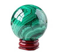 SSOPTMCB Decorative Crystal Balls Malachite Sphere with Wood Stand Collection Gemstone Ball Divination Sculpture Figurine,5-5.5cm Gemstone Stone
