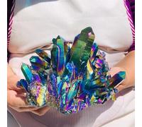 SSOPTMCB Decorative Ornaments electroplated Rainbow Halo Bismuth Silicon Crystal Cluster (Size : 80-100g) Gemstone Stone