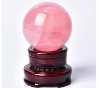 SSOPTMCB Decorative Sphere Rose Quartz Crystal Ball with Stand Beautiful Stone Sculpture Figurine for Divination Tabletop Decor,130mm/5.1in Gemstone Stone
