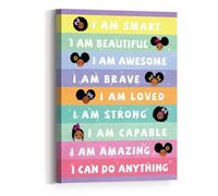 SSOPTMCB Diversity Affirmation Poster for Classroom, I Am a Smart Black Girl Canvas Wall-Art, Teacher's Educational Decor to Encourage Inclusion & Self-Esteem (Framed,12x18inch(30x45cm))