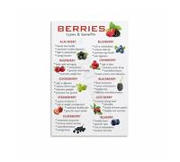 SSOPTMCB Edible Berries Chart Poster, Healthy Food Guide Canvas Painting Wall-Art for Kitchen Decor, Smoothie Lover, Garden, Cooking Class(Unframed,16x24inch(40x60cm))