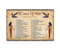 SSOPTMCB Egyptian Mythology 42 Principles of Maat Wall Art Poster, Inspirational Canvas Print for Office Decor and Bedroom Aesthetic(Framed,16x24inch(40x60cm))