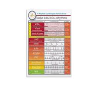 SSOPTMCB EKG Heart Rhythms, Basic ECG Interpretation Chart for Nurses and Students, Educational Wall-Art for Hospital Classroom and Home Office Decor(Unframed,08x12inch(20x30cm))