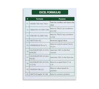 SSOPTMCB Essential Excel Formulas Quick Reference Guide Educational Canvas Poster Wall-Art for Home Office and Study Room Decor(Framed,16x24inch(40x60cm))