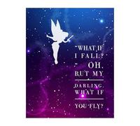 SSOPTMCB Fairy Quote Wall-Art - What If I Fly Motivational Decor for Girls Room, Nursery, Teens Bedroom, Inspirational Gift for Women & Daughters(Unframed,12x18inch(30x45cm))
