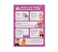 SSOPTMCB Fall Hazard Reduction Poster Elderly Prevention Guide Canvas Wall-Art for Living Room(Framed,08x12inch(20x30cm))