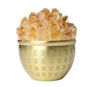 SSOPTMCB Feng Shui Brass Bowl, Crystal Cluster Stones,Golden Prayer for Prosperity & Luck, Home Office Desk Decoration,B Gemstone Stone