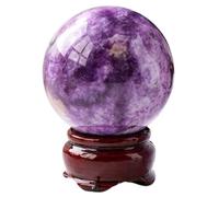 SSOPTMCB Feng Shui Crystal Stone Sphere Sculpture, Polished Purple Mica Rock Ball,Home Office Decor Scrying Orbs,40mm Gemstone Stone