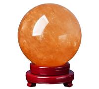 SSOPTMCB Feng Shui Yellow Calcite Citrine Crystal Sphere with Stand Ornament Stones Wealth and Fortune Sculpture Figurine,18cm/7.1in Gemstone Stone