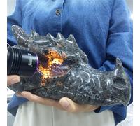 SSOPTMCB Flame Stone Carved Dragon Skull Quartz Crystal Home Office Decoration Decor(Size:7-8cm) Gemstone Stone
