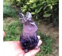 SSOPTMCB Fluorite Cartoon Rabbit Crystal Carving Cute Animal Home Decoration Gift Ornaments Decor(Fluorite) Gemstone Stone