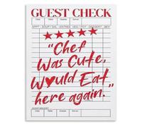 SSOPTMCB Funny Bar Cart Aesthetic Canvas Wall-Art Guest Check Poster Chef Was Cute Would Eat Here Again for Trendy Preppy Kitchen Decor(Framed,16x24inch(40x60cm))