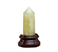 SSOPTMCB Gemstone Amethyst Point Crystal Column with Wooden Base Rose Quartz Tower Ornament (Color : Citrine) Gemstone Stone