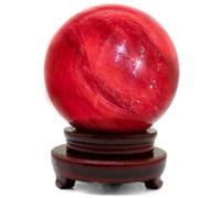 SSOPTMCB Gemstone for Red Smelt Quartz Crystal Ball with Stand Divination Sphere, Home Decoration, Fengshui,7in(180mm) Gemstone Stone
