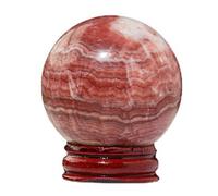 SSOPTMCB Gemstones Crafts Pork Stone Sphere Rhodochrosite Quartz Crystal Ball Hand Carved Home Feng Shui Ornaments, Gift Men Women,Diameter 3.5in Gemstone Stone