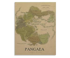 SSOPTMCB Geology Classroom Poster Pangaea Map Continental Drift Prehistoric Earth Canvas Print Wall-Art for Educational Decor(Framed,08x12inch(20x30cm))