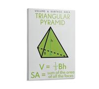 SSOPTMCB Geometry Educational Poster Set, Triangular Pyramid & 3D Shapes Formulas, Volume & Area Chart, Math Classroom Teacher Supplies(Framed,16x24inch(40x60cm))