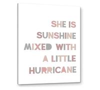 SSOPTMCB Girls Bedroom Wall-Art She is Sunshine Mixed with a Little Hurricane Sunshine Print Canvas Painting for Room Nursery Playroom Home Decor(Framed,12x18inch(30x45cm))