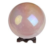 SSOPTMCB Glass Ball Ornament, Rose Quartz Crystal with Stand, Sculpture Figure, Craft, Creative Household Decoration for Fengshui Divination,8~9cm Gemstone Stone