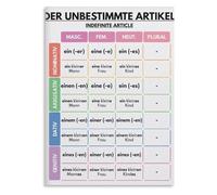 SSOPTMCB Grammar Chart Poster Article Declension and the Four Cases Educational Wall-Art for Language Classroom Study Office Decor(Framed,12x18inch(30x45cm))
