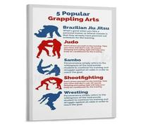 SSOPTMCB Grappling Arts Overview Poster 5 Essential Disciplines Canvas Wall-Art for Combat Sports Fans Home Dojo Inspiration(Unframed,08x12inch(20x30cm))