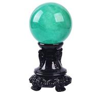 SSOPTMCB Green Fluorite Crystal Ball Sphere with Stand, Gemstone Sculpture Figurine,Feng Shui Ornament,Home Office Desk Decor,9cm Gemstone Stone