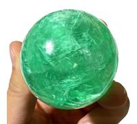 SSOPTMCB Green Fluorite Decorative Sphere,Raw Stone Quartz Crystal Ball,Polished Orb for Feng Shui Divination Home Decor Gemstone Stone