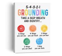 SSOPTMCB Grounding Technique Poster - 5 4 3 2 1 Method for Calming Anxiety, Framed Mental Health Art for Office & Calming Corner Decor(Unframed,12x18inch(30x45cm))