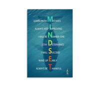 SSOPTMCB Growth Mindset Poster Motivational Wall-Art for Office Success Thinking Quotes Canvas Print Home Office Decor(Framed,12X18inch(30X45cm))