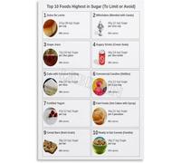 SSOPTMCB Guide to Sugar in Foods Sugar Content Chart Healthy Eating and Nutrition Poster for Kitchen Home Office Dining Room Wall(Unframed,08x12inch(20x30cm))