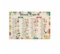 SSOPTMCB Healthy Eating Illustration Poster Blood Group B Food List Canvas Wall-Art Print Kitchen Dining Room Decor Informational Chart Graphic Artwork Home Decor(Unframed,12x18inch(30x45cm))