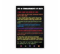 SSOPTMCB High School Math Classroom Decor The 10 Commandments of Math Poster for Elementary Middle School Teacher Gift Bulletin Board(Unframed,12x18inch(30x45cm))