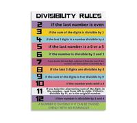 SSOPTMCB Homeschool Math Divisibility Rules Poster Learning Reference Canvas Wall-Art for Study(Unframed,12x18inch(30x45cm))
