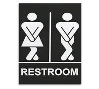 SSOPTMCB Humorous Bathroom Poster Canvas Wall-Art Funny Restroom Sign Toilet Decor Gift for Him(Framed,16x24inch(40x60cm))