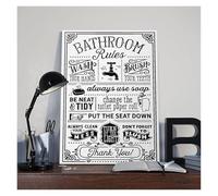 SSOPTMCB Humorous Bathroom Rules Sign Rustic Farmhouse Wall-Art Print Funny Toilet Quote Poster for Powder Room or Restroom Decor(Framed,12x18inch(30x45cm))
