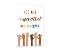 SSOPTMCB Inclusive Classroom Wall Decor, You Are Respected and Accepted Quote Canvas Art for Diversity Education in Schools(Framed,12x18inch(30x45cm))